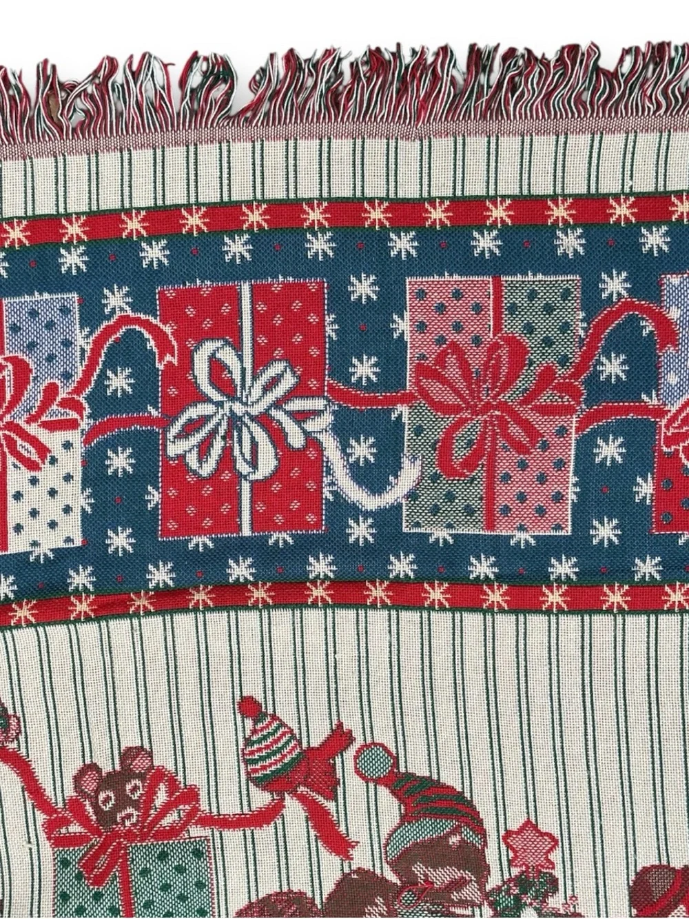 Vintage ‘90’s Christmas Blanket Throw American Weavers Triple Woven 50